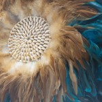 Cuadro Decorativo Feathers con Plumas Naturales de Colores 90x90cm