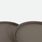 Mesa de Centro Arendal em Microfibra Efeito Pele Taupe com Estrutura Met�lica