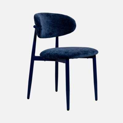 Cadeira de Jantar Arden em tecido azul e pernas em metal azul Cadeira de Jantar Arden em tecido azul e pernas em metal azul