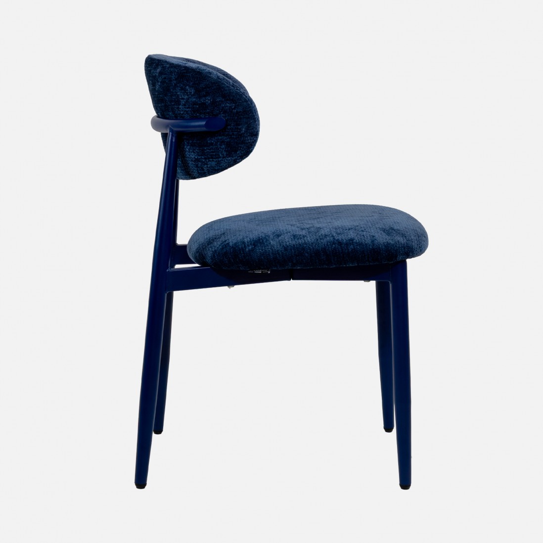 Cadeira de Jantar Arden em tecido azul e pernas em metal azul