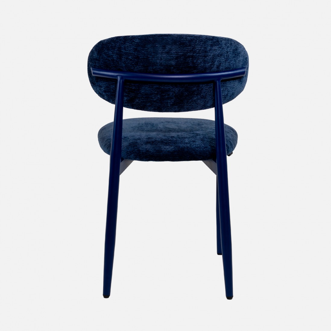 Cadeira de Jantar Arden em tecido azul e pernas em metal azul