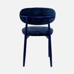 Cadeira de Jantar Arden em tecido azul e pernas em metal azul