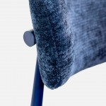Cadeira de Jantar Arden em tecido azul e pernas em metal azul