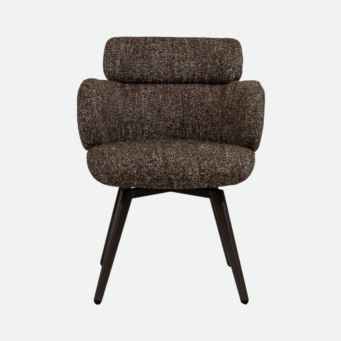 Silla Erdal tapizada en tela marr�n con patas de metal color caf�