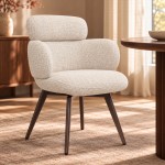 Silla Erdal tapizada en tela crema con patas de metal color caf�