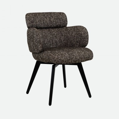 Erdal Chair in Dark Brown Fabric with Black Metal Legs Erdal Chair in Dark Brown Fabric with Black Metal Legs