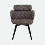 Silla Erdal tapizada en tela marr�n oscuro con patas de metal negro