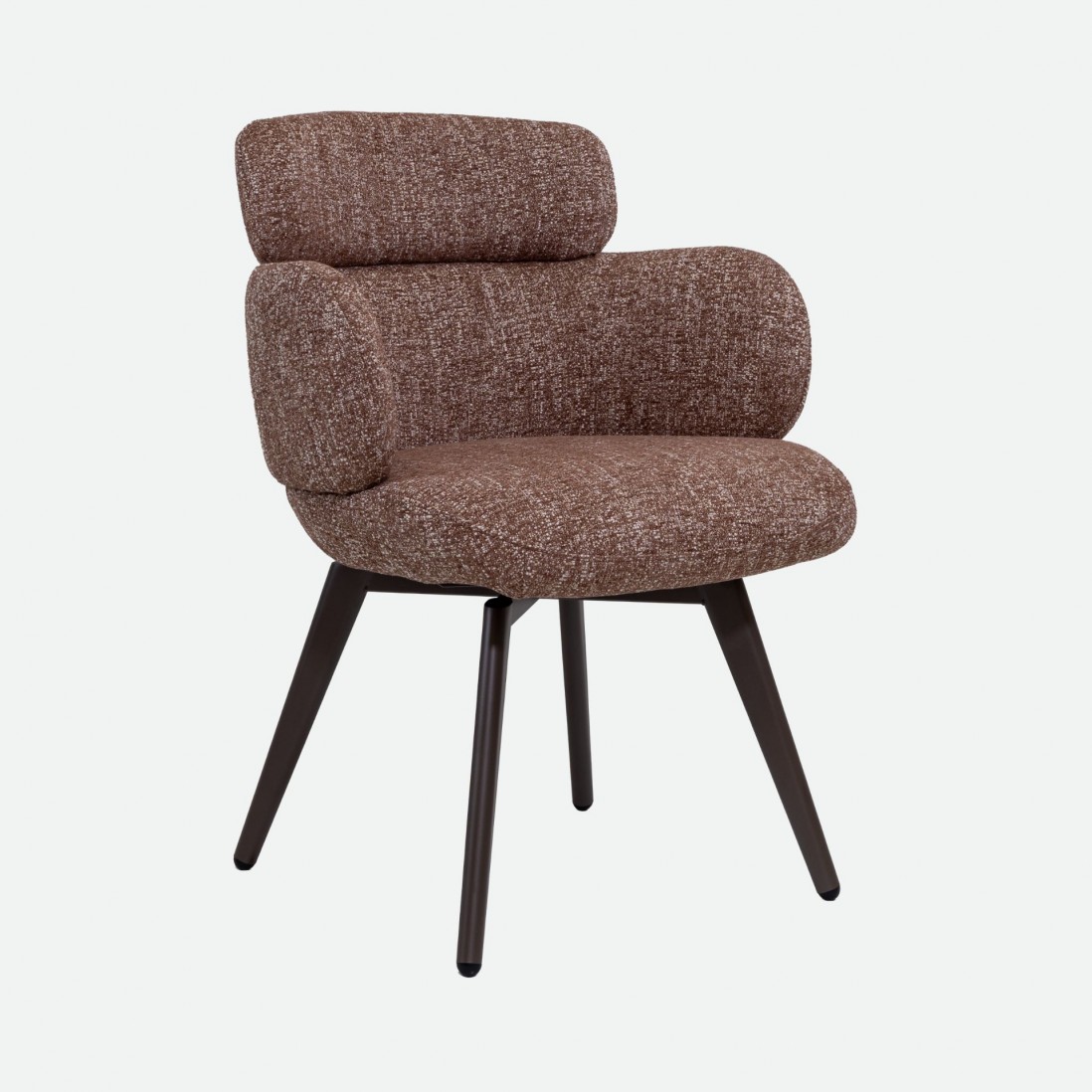 Silla Erdal tapizada en tela rosa empolvado con patas de metal color caf�