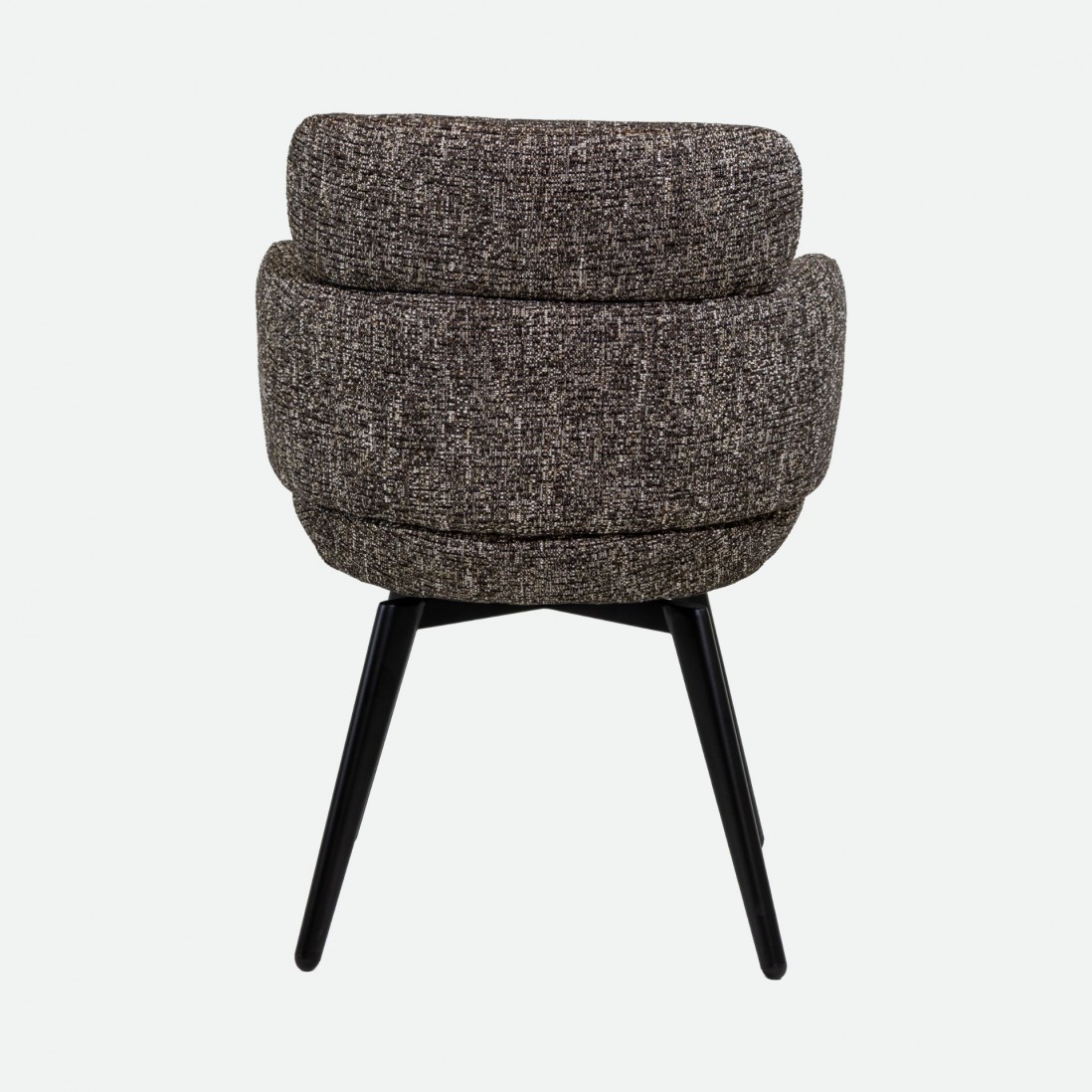Silla Erdal tapizada en tela marr�n oscuro con patas de metal negro