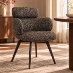 Silla Erdal tapizada en tela marr�n oscuro con patas de metal negro
