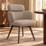 Silla Erdal tapizada en tela taupe claro con patas de metal color caf�