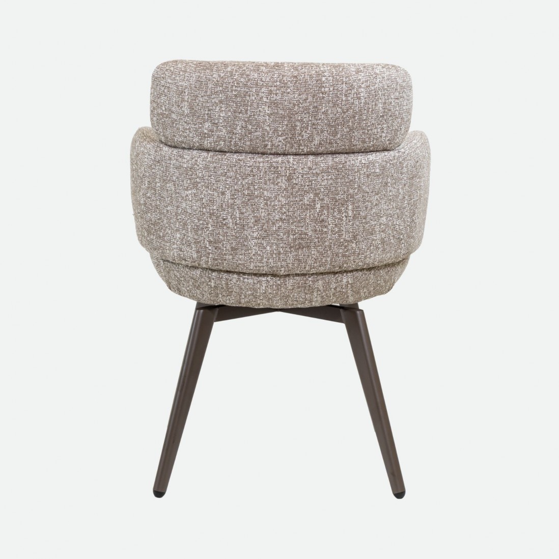 Silla Erdal tapizada en tela taupe claro con patas de metal color caf�