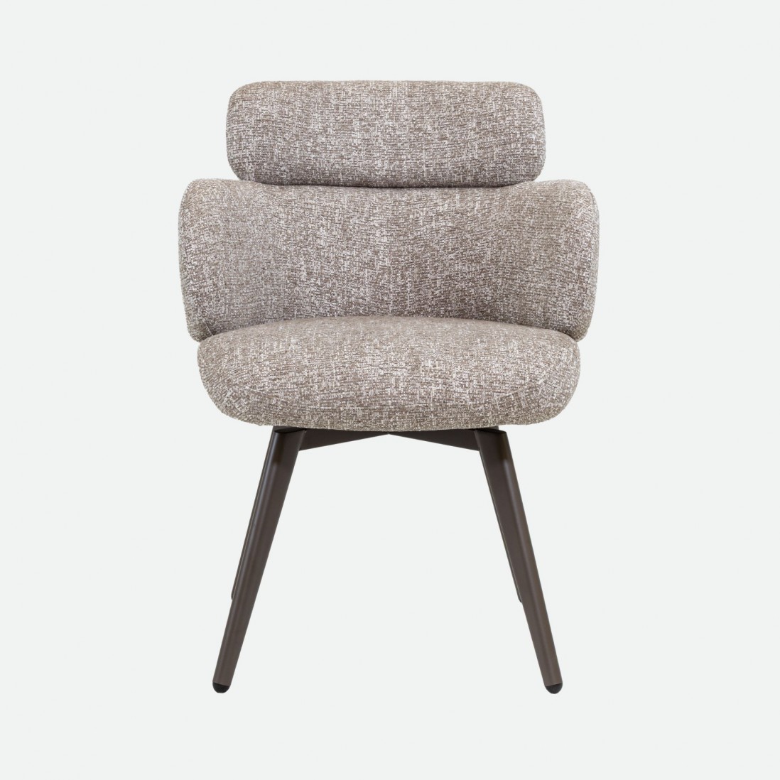 Silla Erdal tapizada en tela taupe claro con patas de metal color caf�
