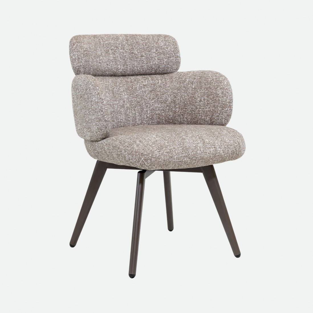 Silla Erdal tapizada en tela taupe claro con patas de metal color caf�