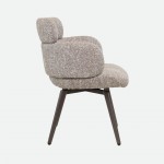 Silla Erdal tapizada en tela taupe claro con patas de metal color caf�