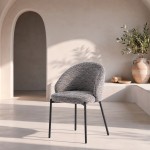 Prum Chair in Grey Fabric with Black Metal Legs