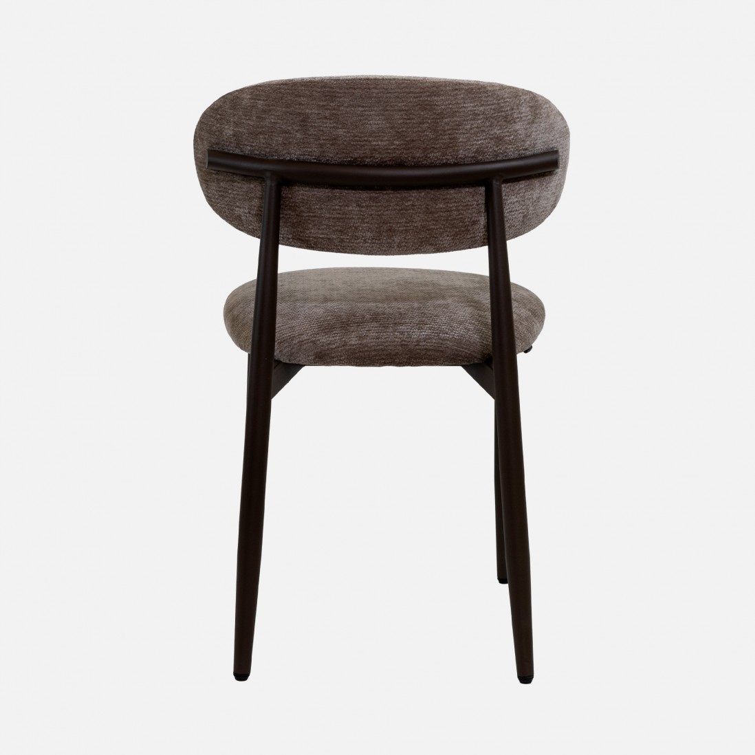 Cadeira de Jantar Arden em tecido taupe e pernas em metal castanho