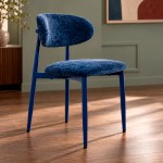 Cadeira de Jantar Arden em tecido azul e pernas em metal azul