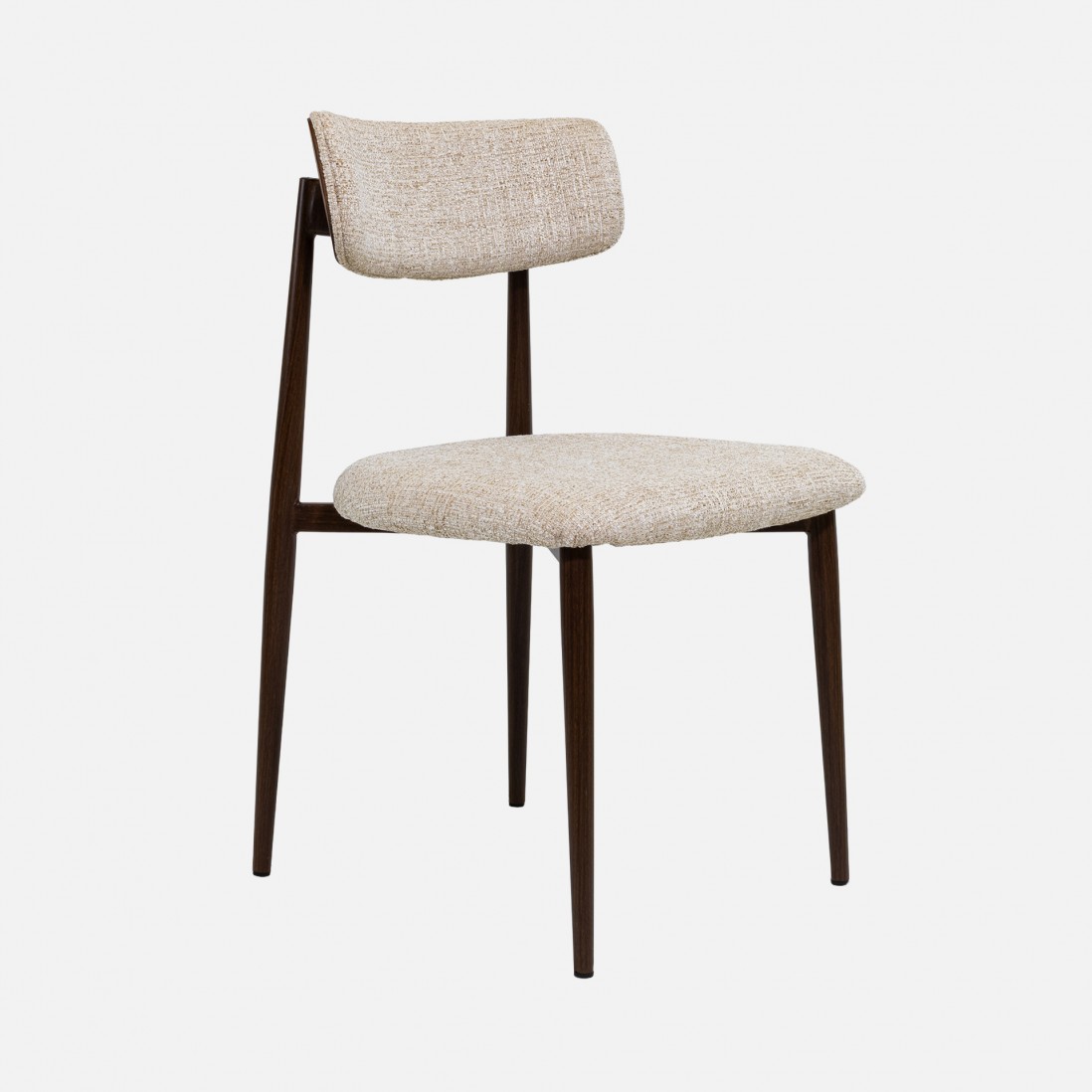 Silla TANARO en tela beige claro y patas de metal