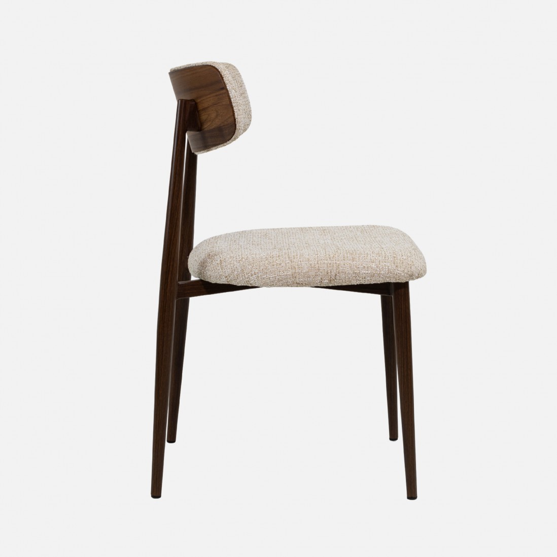 Silla TANARO en tela beige claro y patas de metal