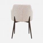 Cadeira Kiel em Tecido Creme e Pernas de Metal Cobre