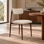 Silla TANARO en tela beige claro y patas de metal