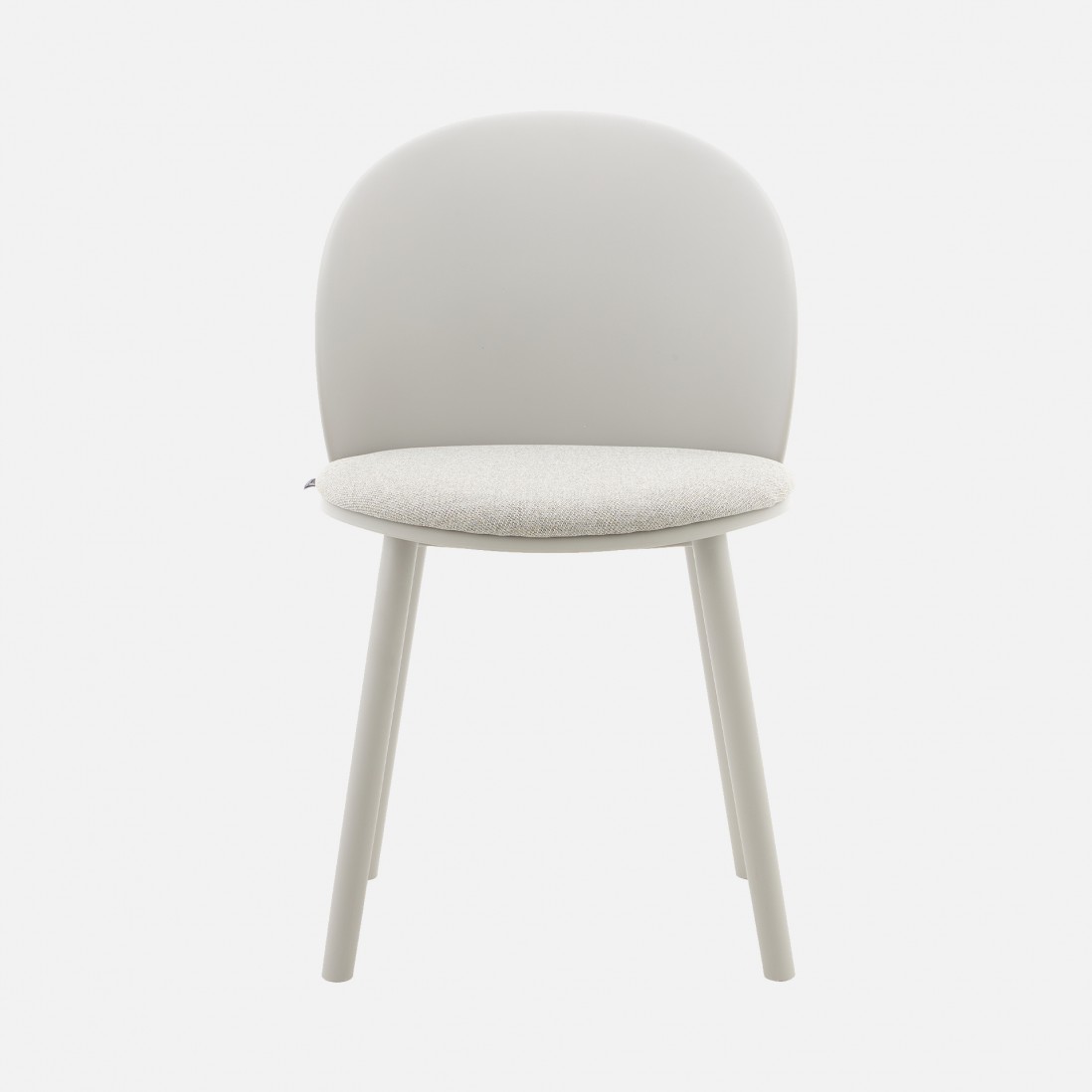 Stella light gray polypropylene chair with cushioned seat