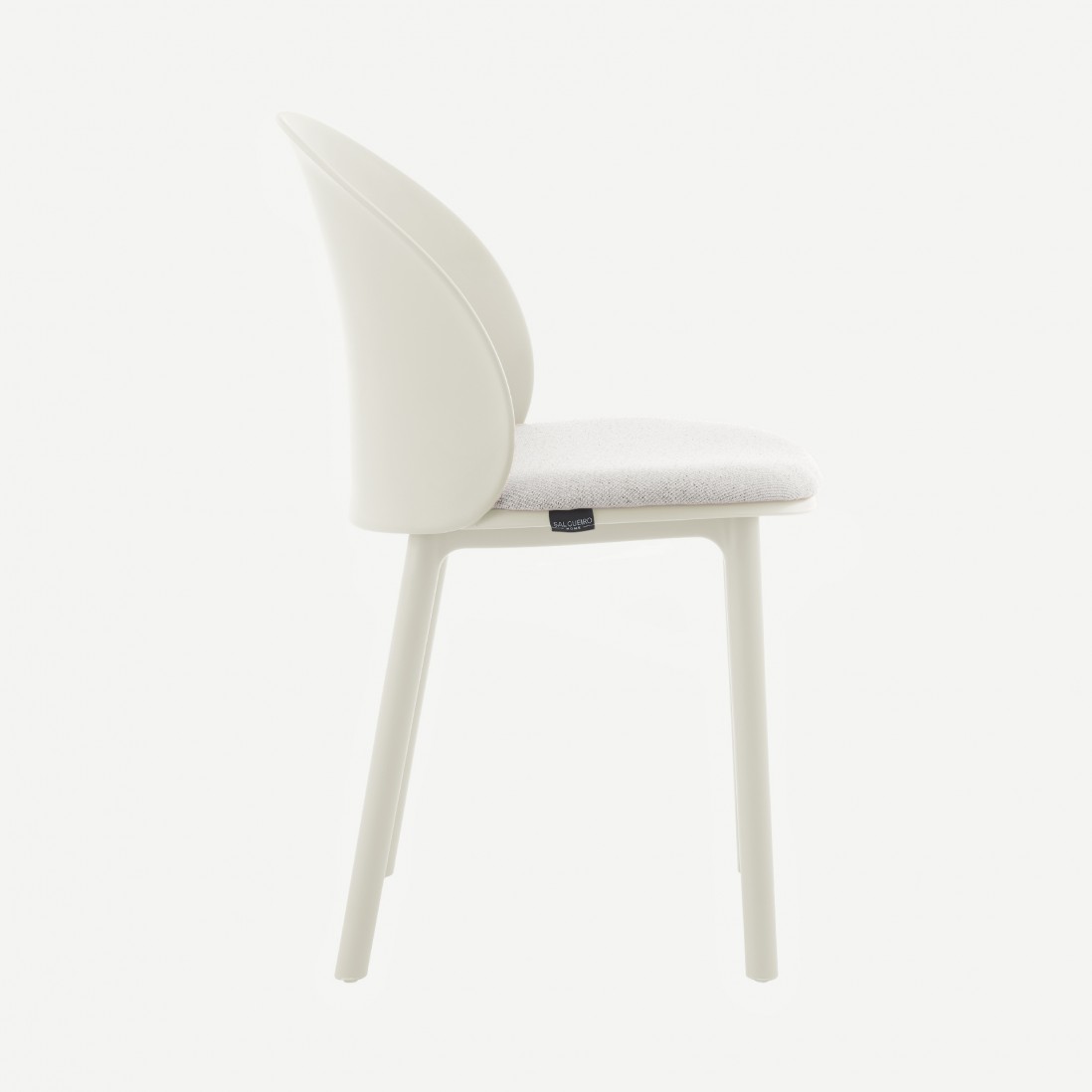 Stella cream polypropylene chair with cushioned seat