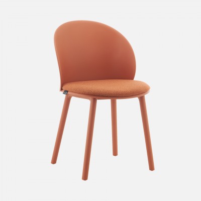 Stella orange polypropylene chair with cushioned seat Stella orange polypropylene chair with cushioned seat