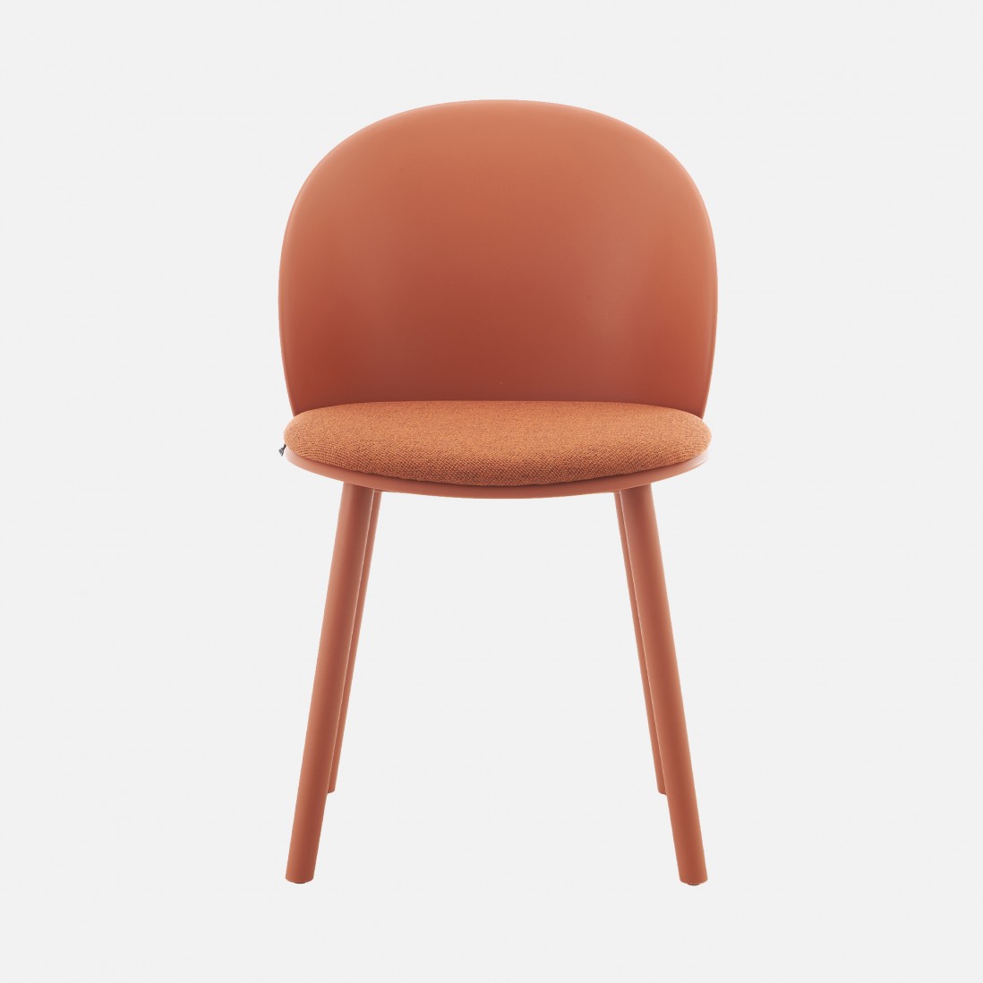 Stella orange polypropylene chair with cushioned seat