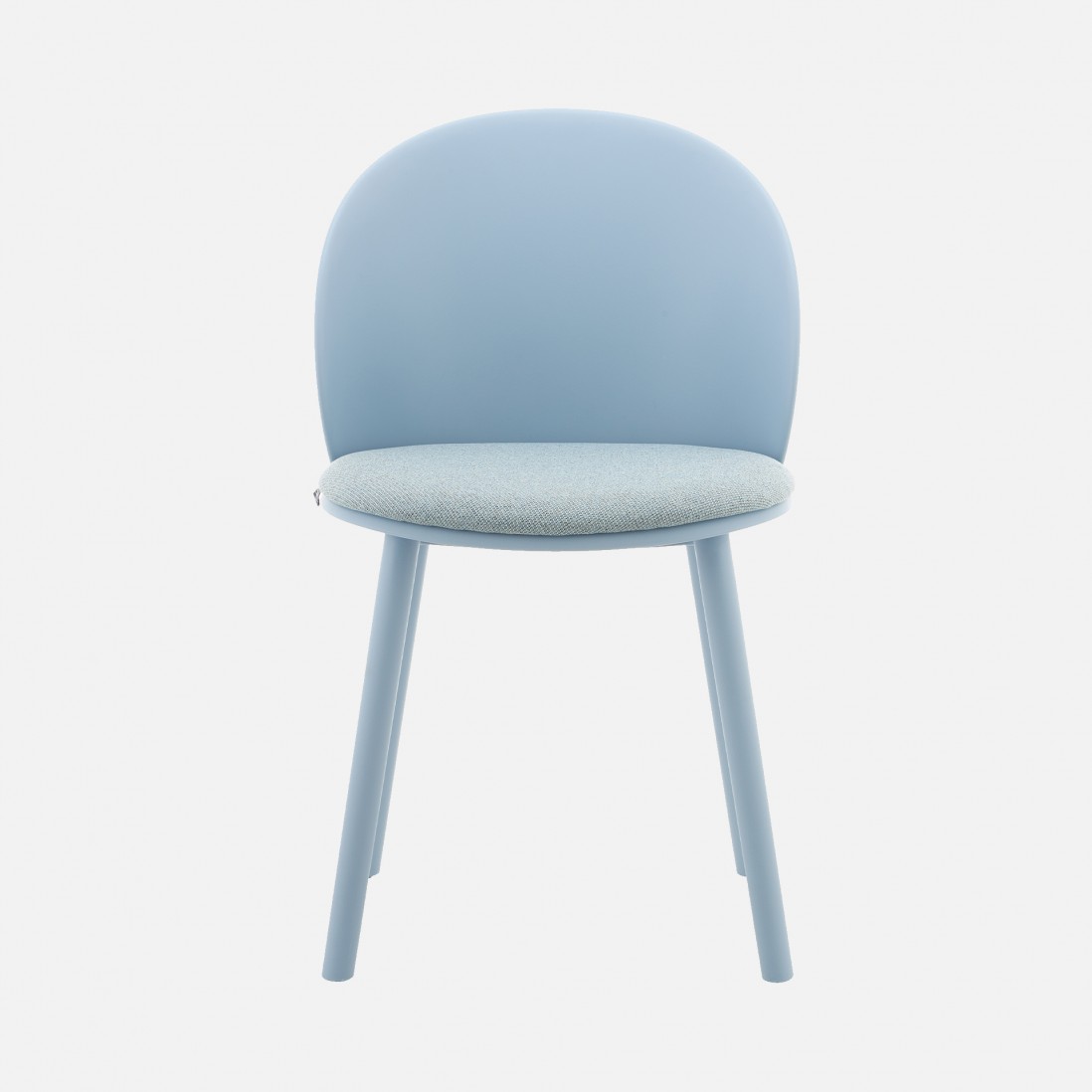 Stella blue polypropylene chair with cushioned seat