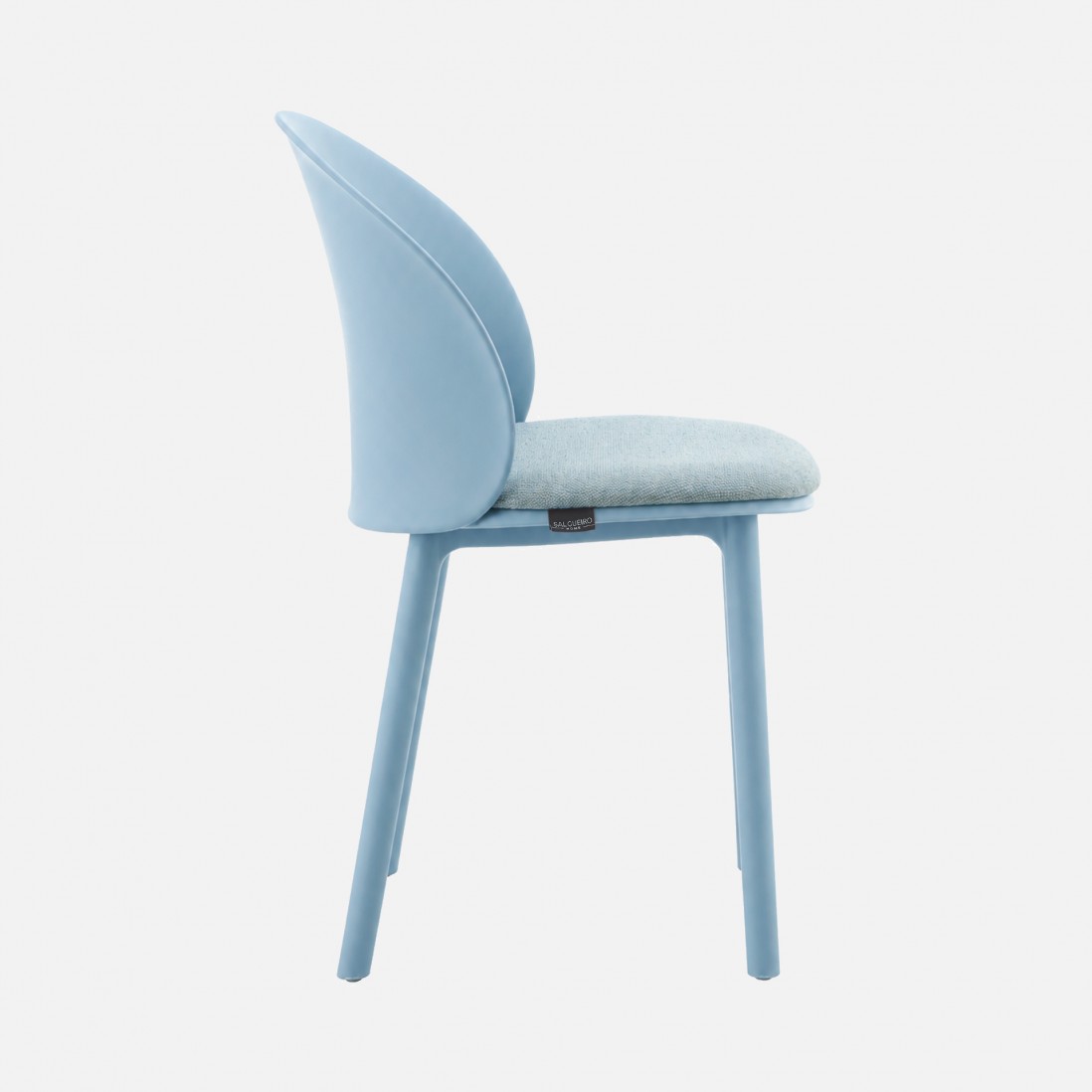 Stella blue polypropylene chair with cushioned seat