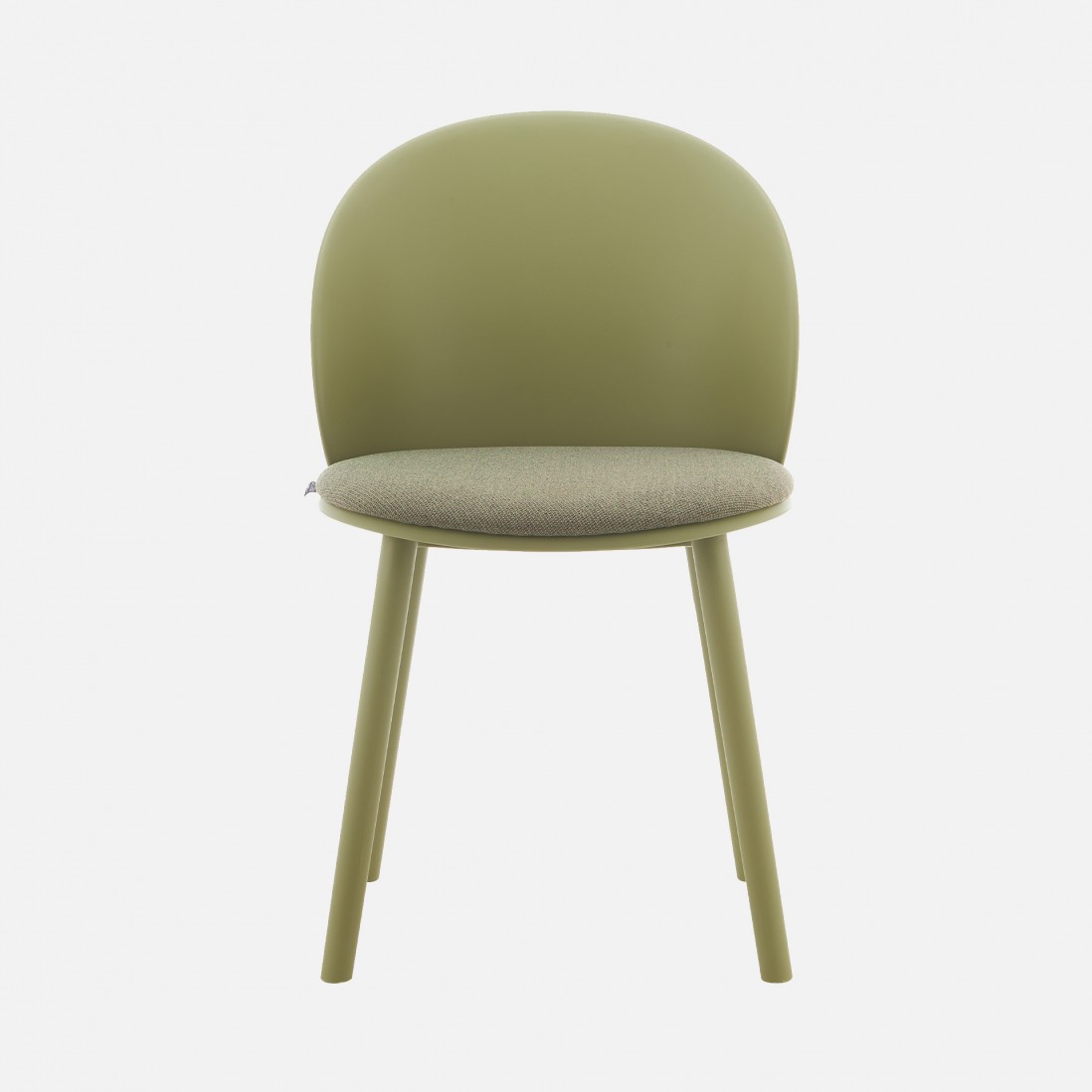 Stella green polypropylene chair with cushioned seat
