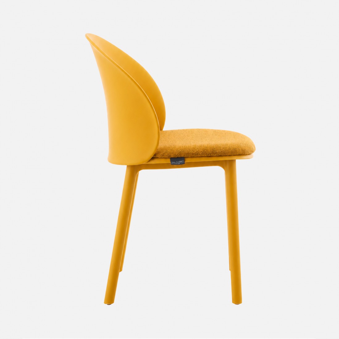 Stella yellow polypropylene chair with cushioned seat