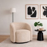 Swivel armchair Baltea in beige chenille