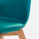 Cadeira estilo n�rdico Scandinave azul estrutura em madeira maci�a faia acabamento natural