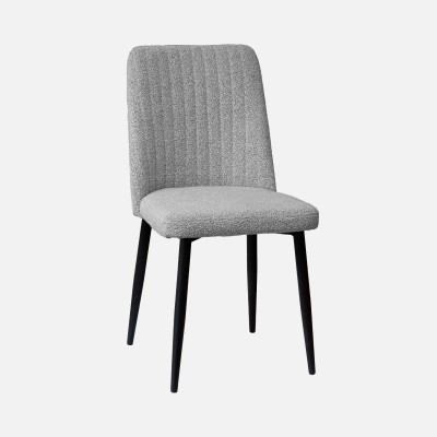 Nimes chair gray chenille boucl� fabric and black metal legs Nimes chair gray chenille boucl� fabric and black metal legs